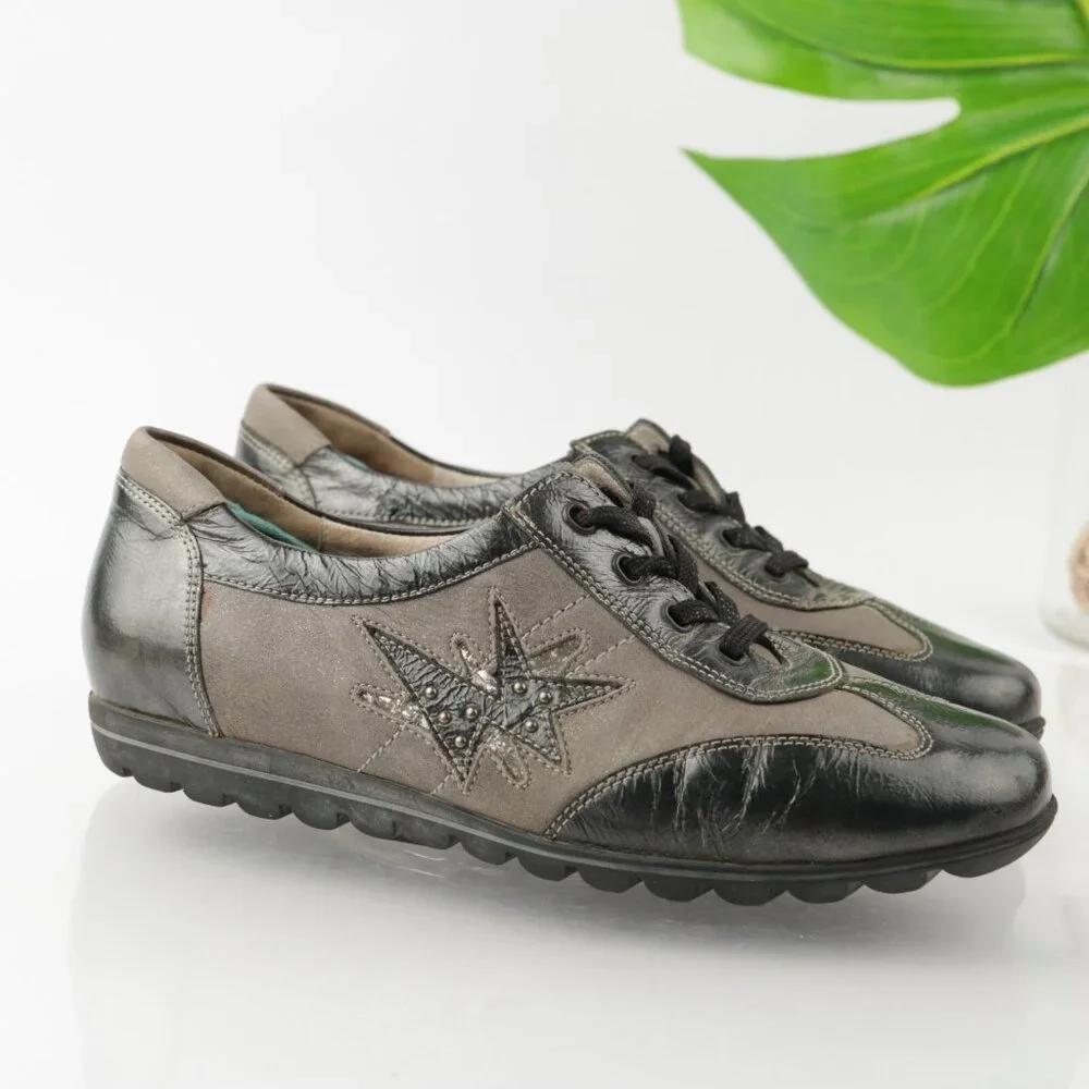 Waldlaufer Womens Henni Oxford Size 6‎ Gray Silver Lace Up Shoe Casual Comfy